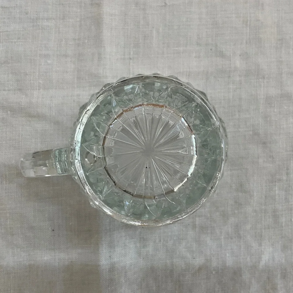 Fostoria Vintage Clear Pressed Glass Creamer Pitcher Diamond Point Honeycomb‎
